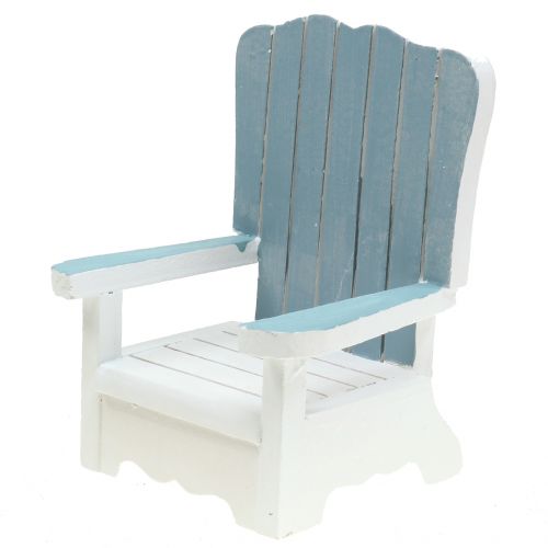 Dekoratyvinė kėdė iš medžio balta-turkio-pilka H16cm