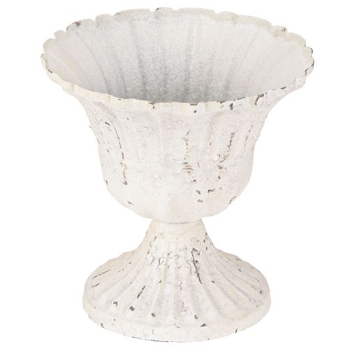 Floristik24 Shabby Chic Dekoratyvinis metalinis puodelis Baltas Ø12cm H12cm