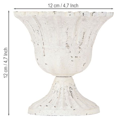 Floristik24 Shabby Chic Dekoratyvinis metalinis puodelis Baltas Ø12cm H12cm