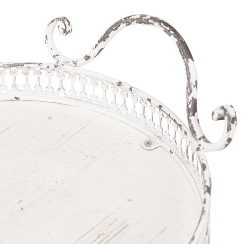 daiktų Shabby Chic ovalus padėklas su rankenomis baltas 36/45cm rinkinys iš 2 vnt