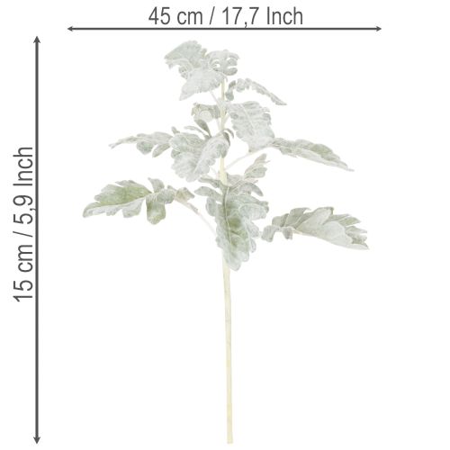 Dirbtinė Senecio šakelė, sidabro lapas, įmantriai pagaminta, 45 cm, 3 dalys | Floristik24.lt