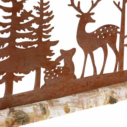 daiktų Miško siluetas su kaimiškais gyvūnais ant medinio pagrindo 57cm x 25cm