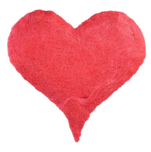 Širdelės puošmena su sizalio pluoštais rožinės spalvos sizalio širdyje 40x40cm