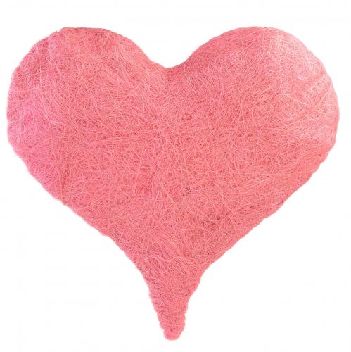 Širdelės puošmena sizalio pluoštais šviesiai rožinė sizalio širdelė 40x40cm