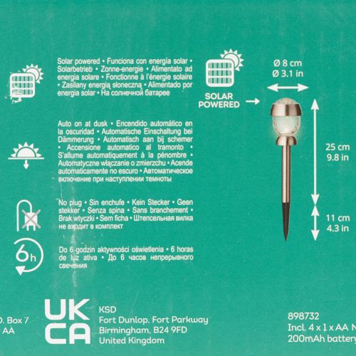 Saulės maitinamos apvalios sodo šviestuvų lemputės su įkalamais stiebais, 36 cm, 4 vnt. | Floristik24.lt