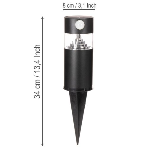 Saulės energija varomas sodo šviestuvas su judesio jutikliu, LED, 34 cm | Floristik24.lt