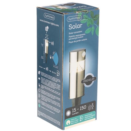 Saulės energija varomas sodo šviestuvas su į žemę įleidžiamu stulpeliu ir LED apšvietimu, 34 cm | Floristik24.lt