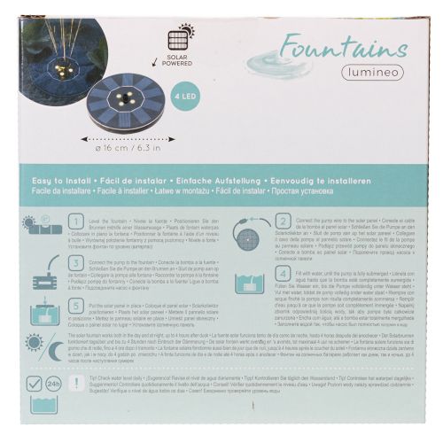 daiktų Saulės siurblys sodo tvenkiniams, plūduriuojantis dekoratyvinis vandens elementas su LED, 16 cm