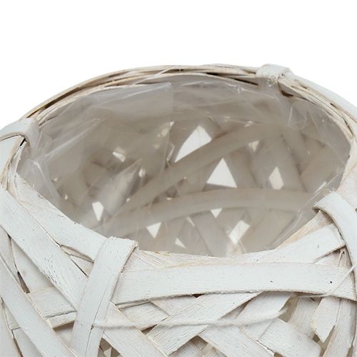 Floristik24 Drožlių krepšelis apvalus baltas Ø15cm