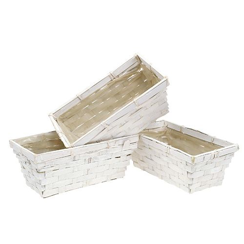 daiktų Skiedrų krepšelių rinkinys kvadratinis balintas 20cm x 11cm 8 vnt
