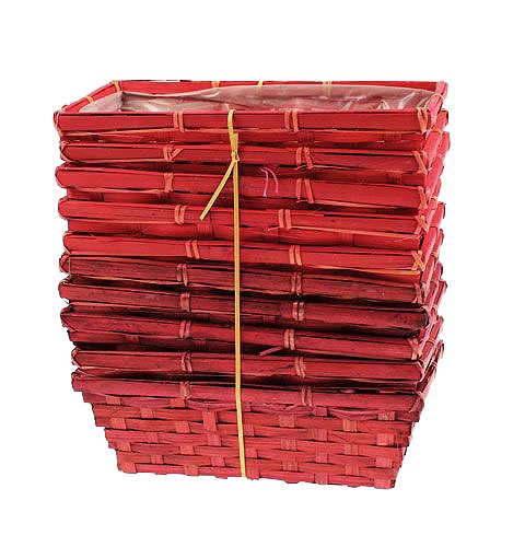 daiktų Skiedrų krepšelių rinkinys kvadratinis raudonas 25x12x9cm 10vnt