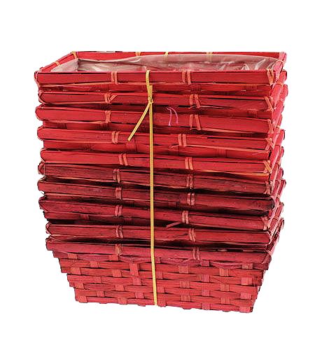 Floristik24 Skiedrų krepšelių rinkinys kvadratinis raudonas 25x12x9cm 10vnt