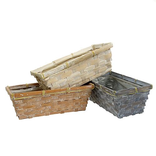 Floristik24 Skiedrų krepšelio rinkinys augalų krepšelis baltas/pilkas/rudas 6 vnt. 25/12 cm