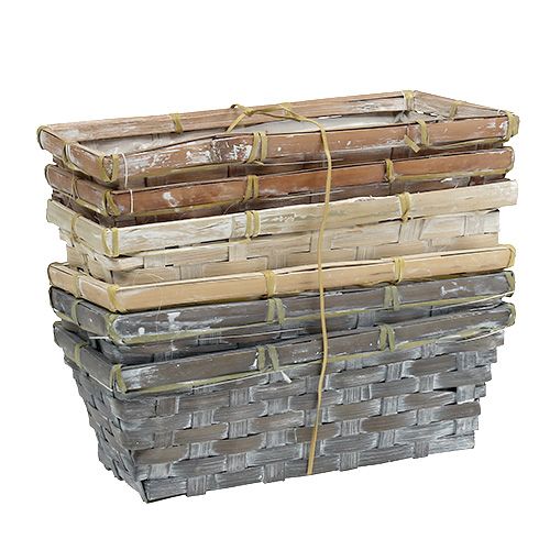 Floristik24 Skiedrų krepšelio rinkinys augalų krepšelis baltas/pilkas/rudas 6 vnt. 25/12 cm