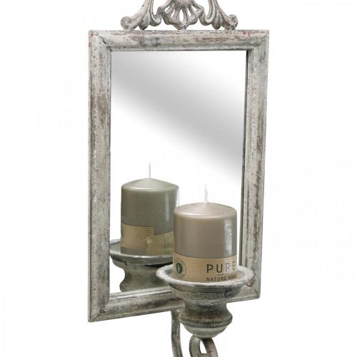 daiktų Antikvarinės išvaizdos veidrodis su žvakių laikikliu shabby chic H50cm