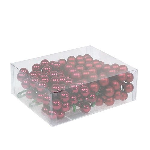 daiktų Mini kalėdinis rutulys raudonas, rožinis stiklas veidrodinės uogos Ø20mm 140 vnt