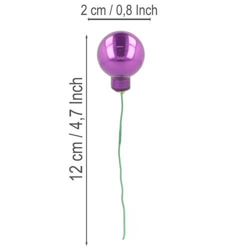 Mini kalėdiniai žaisliukai ant vielos, spalvingos veidrodinės uogos, 25 mm, 140 detalių | Floristik24.lt