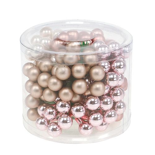 Floristik24 Veidrodinės uogos kreminės-rožinės spalvos mišinys 15mm 140p