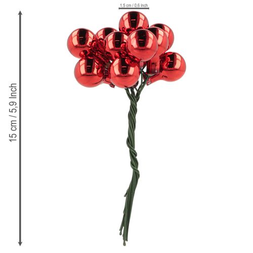 daiktų Veidrodinės uogos raudonos matinės, blizgios Ø1.5cm 140 vnt.