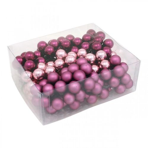 daiktų Mini Kalėdinis rutulys Rožinis Stiklas Veidrodis Uogos Uogos Ø20mm 140 vnt.