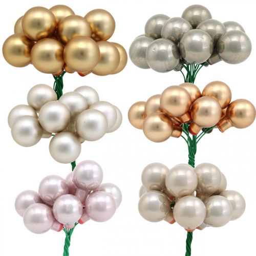 Floristik24 Mini Kalėdinis rutulys metalinio stiklo veidrodinės uogos Ø20mm 140vnt