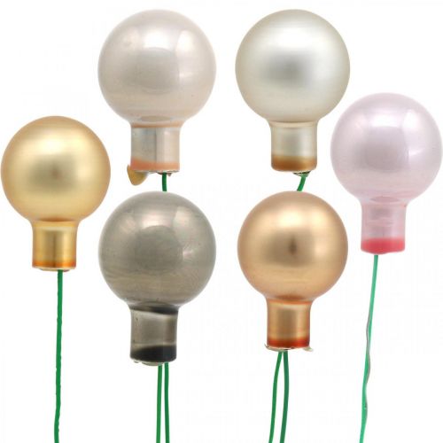 Floristik24 Mini Kalėdinis rutulys metalinio stiklo veidrodinės uogos Ø20mm 140vnt