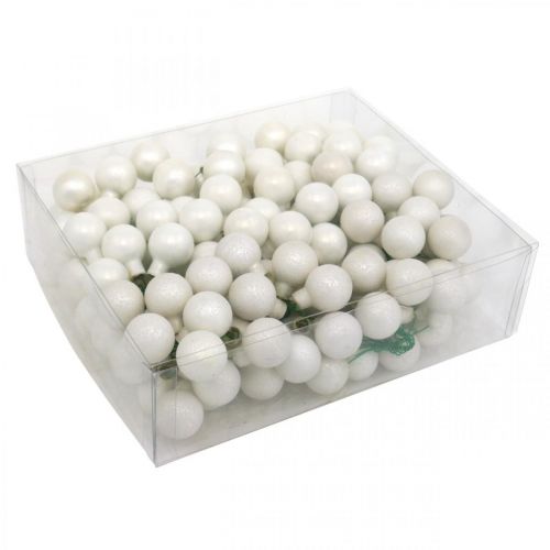 daiktų Mini kalėdinis rutulys baltos marmurinės veidrodinės uogos Ø20mm 140 vnt