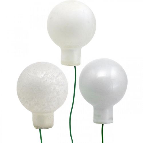 daiktų Mini kalėdinis rutulys baltos marmurinės veidrodinės uogos Ø20mm 140 vnt