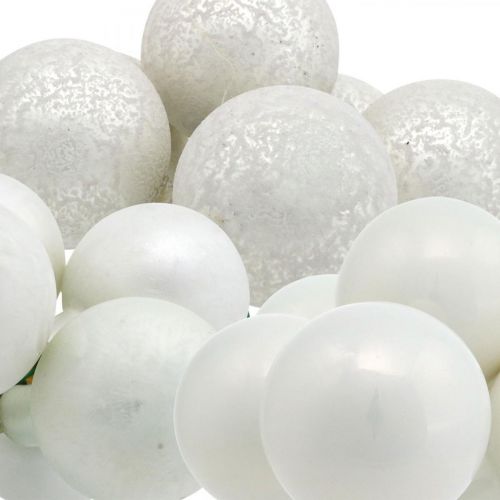 Floristik24 Mini Kalėdinis kamuolys baltas veidrodinis uogų stiklas Ø40mm mix 32vnt