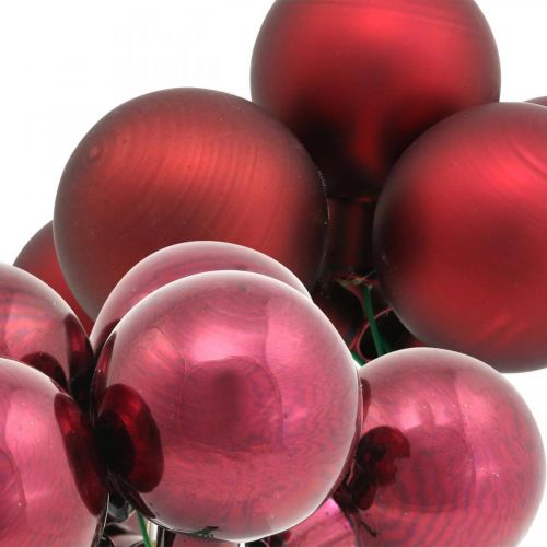daiktų Mini kalėdinis rutulys raudonas, rožinis stiklas veidrodinės uogos Ø40mm 32vnt