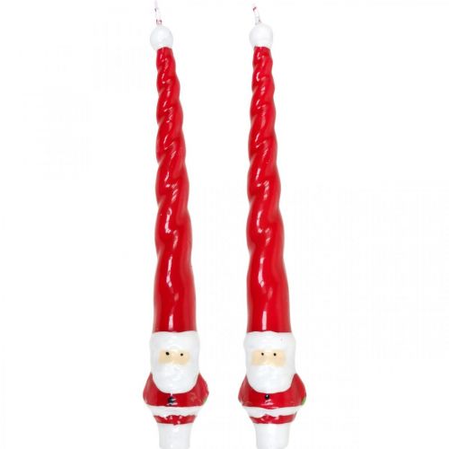 Kūginės žvakės Kalėdų Senelio Kalėdų žvakė 26cm 2vnt