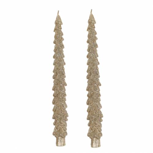 Floristik24 Kūginės žvakės eglės auksinės metalinės 30mm × 260mm 2vnt