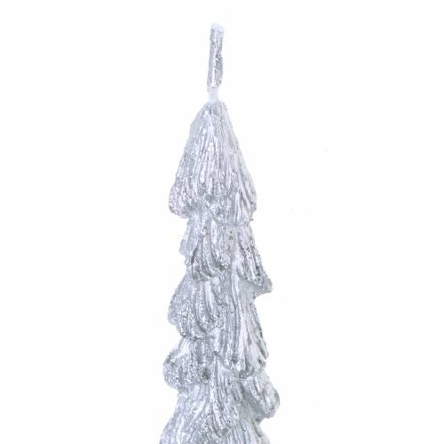 Floristik24 Kūginės žvakės eglės sidabras 30mm × 260mm 2vnt
