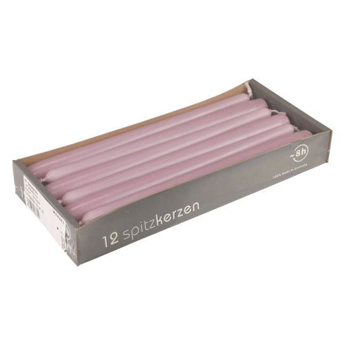 Floristik24 Kūginės žvakės Wenzel žvakės alyvinė 250/23mm 12 vnt