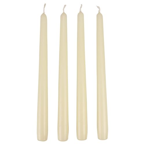 daiktų Kūginės žvakės, lazdos žvakės, baltas dramblio kaulas, 250/23 mm, 12 vnt.