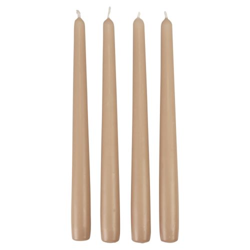 Floristik24 Kūginės žvakės Wenzel žvakės smėlio spalvos 250/23mm 12 vnt