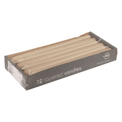 Floristik24 Kūginės žvakės Wenzel žvakės smėlio spalvos 250/23mm 12 vnt