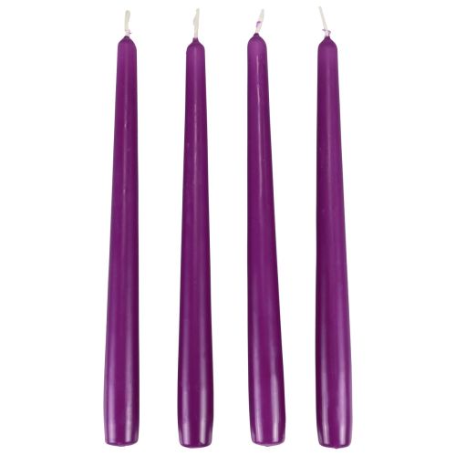 Kūginės žvakės Wenzel žvakės violetinės 250/23mm 12vnt