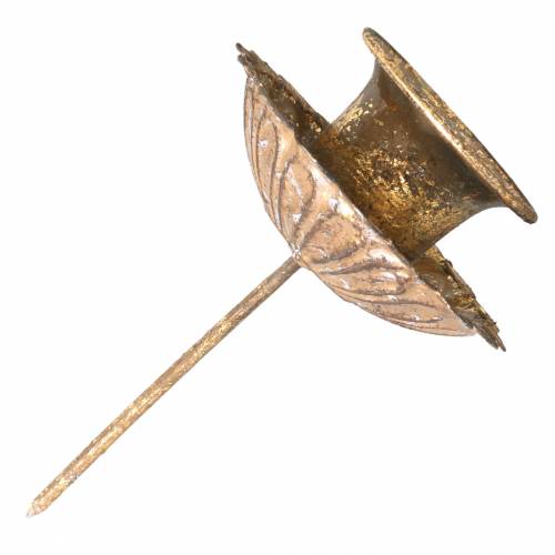 Floristik24 Kūginis žvakių laikiklis skirtas klijuoti senovinio stiliaus auksinis Ø8,5cm 4vnt
