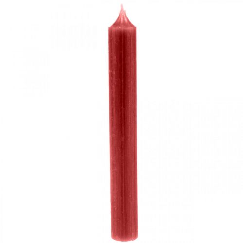 daiktų Kūginė žvakė raudona vienspalvės žvakės rubino raudona 180mm/Ø21mm 6vnt