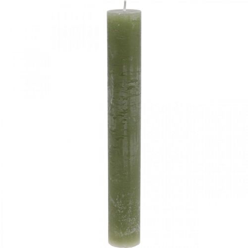 Vienspalvės žvakės alyvuogių žalios lazdelės žvakės 34×240mm 4vnt