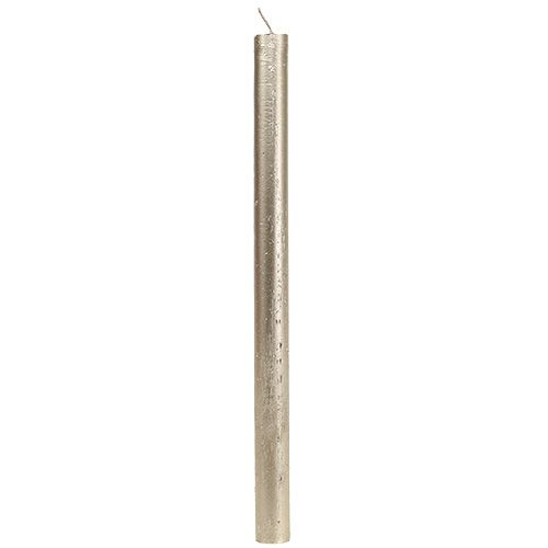 Kūginės žvakės vienspalvio šviesaus aukso 21×240mm 12 vnt