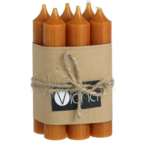 daiktų Stick žvakės trumpos vaško žvakės karamelės spalvos 21x110mm 6 vnt
