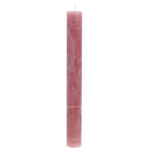 Floristik24 Kūginės žvakės vienspalvės senos rožinės spalvos 34mm x 300mm 4 vnt