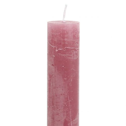 Floristik24 Kūginės žvakės vienspalvės senos rožinės spalvos 34mm x 300mm 4 vnt