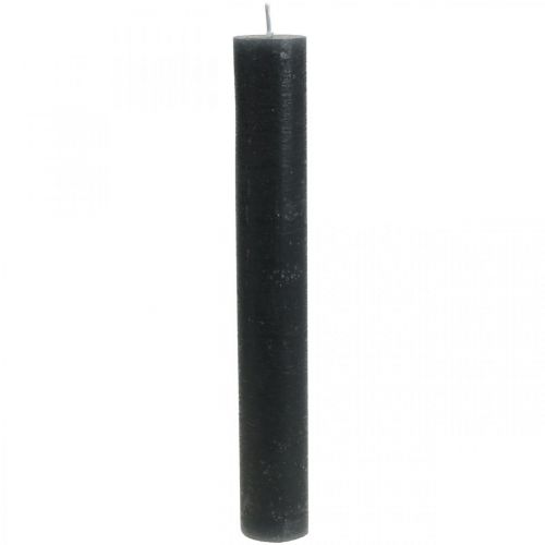 Floristik24 Kūginės žvakės vienspalvės antracitinės žvakės 34×240mm 4 vnt.