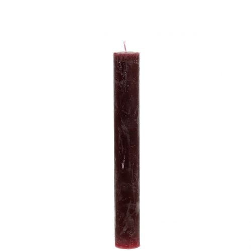 Floristik24 Kūginės žvakės vienspalvės bordo 34mm x 240mm 4vnt