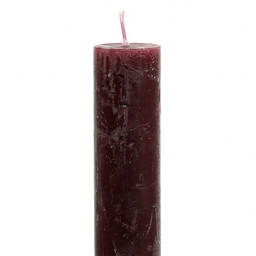 Floristik24 Kūginės žvakės vienspalvės bordo 34mm x 240mm 4vnt