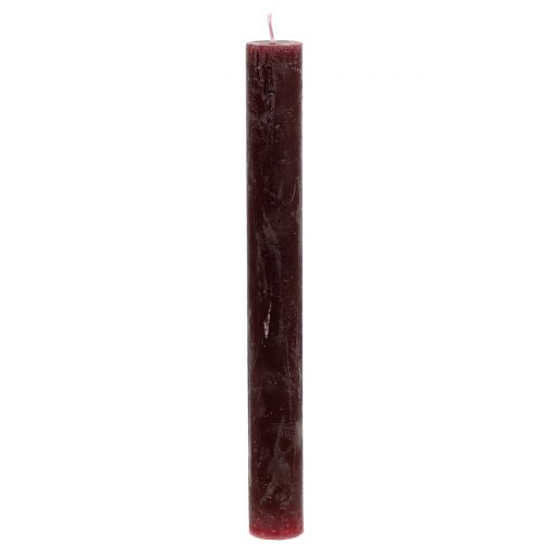 Floristik24 Kūginės žvakės vienspalvės bordo 34mm x 300mm 4 vnt