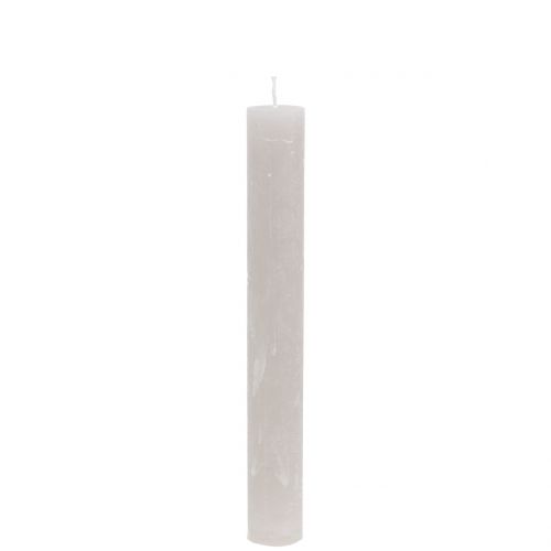 Floristik24 Kūginės žvakės vienspalvės pilkos 34mm x 240mm 4 vnt
